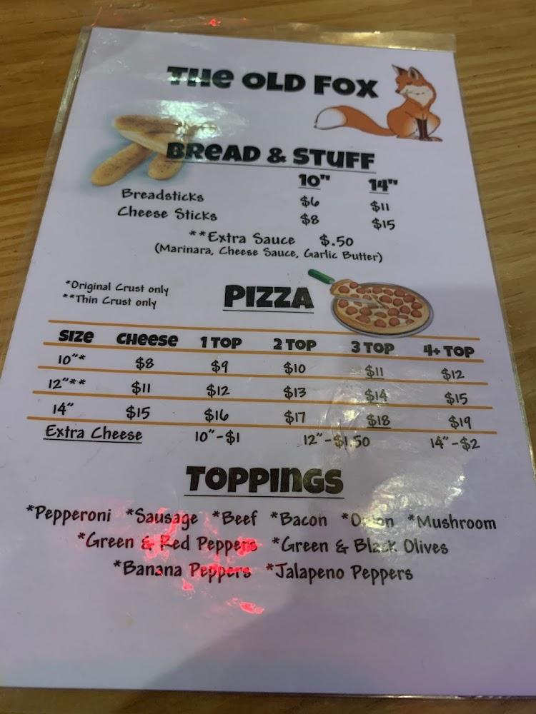 The Old Fox Menu image 2