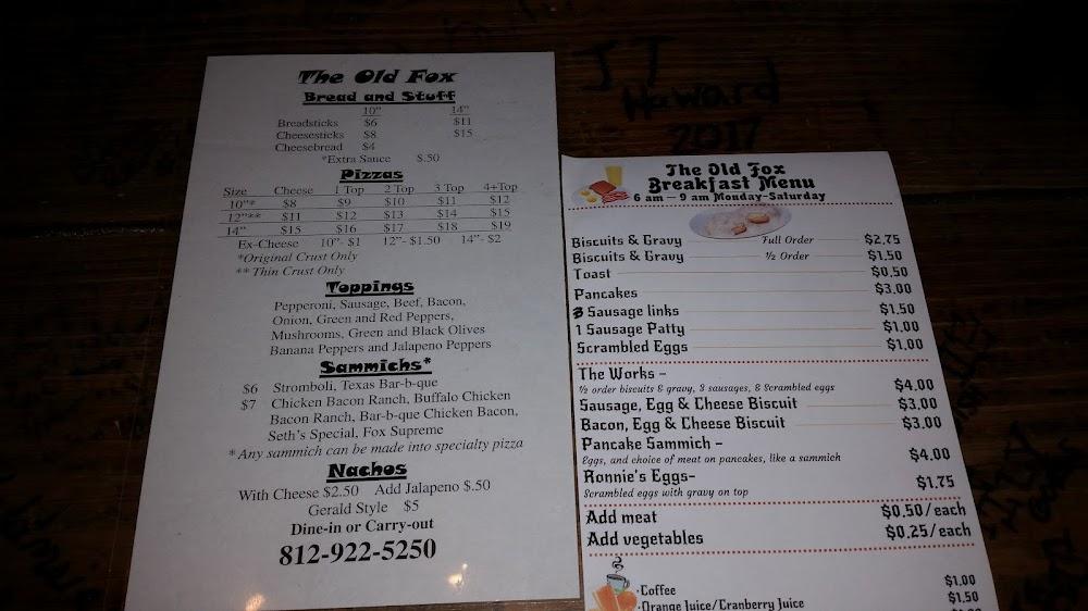 The Old Fox Menu image 4